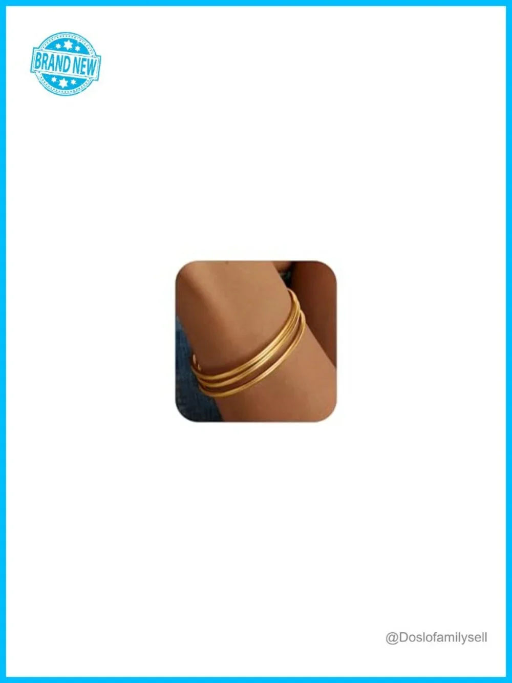 18K Gold Plated Stainless Steel Stackable Thin Round Bangles Set of 3